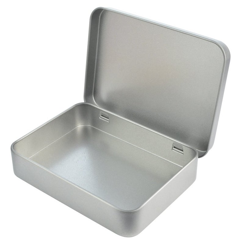 Wobe 12pcs Metal Rectangular Empty Hinged Tins Box Containers 4.5x3.3x0.9 in, Mini Portable Box Small Storage Kit Home Organizer Holders For First Aid Kit, Survival Kits, Storage, Herbs Pills Crafts - Image 2